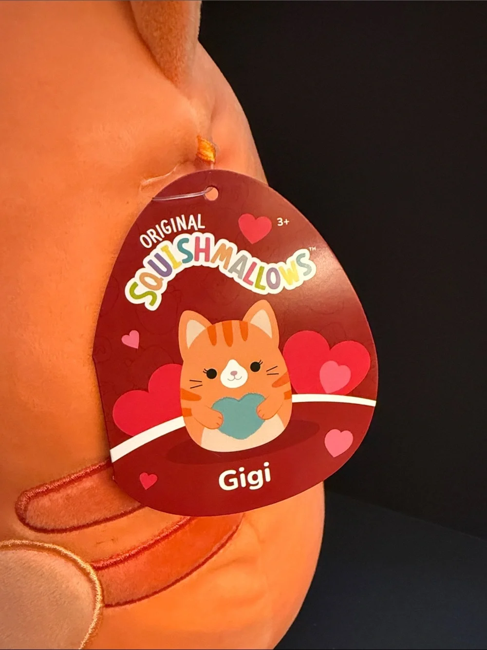 Squishmallows - Orange Cat “Gigi” Plush with Teal Heart
